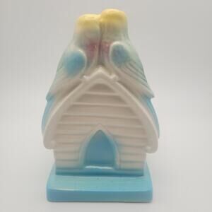 Vintage Colorful Birdhouse Planter Lovebirds Parakeets Spring Gift R.R.P.CO.